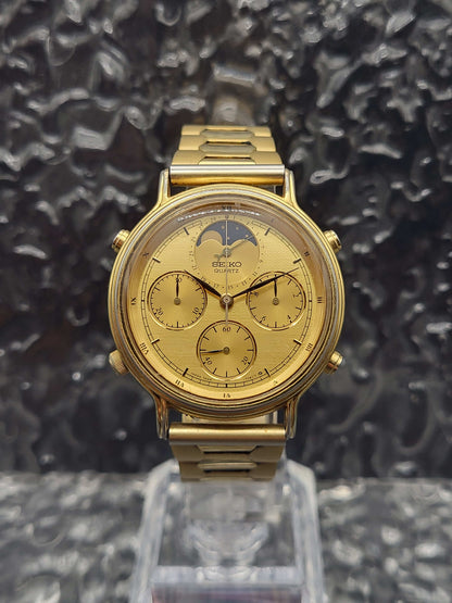 Seiko Moonphase Chronograph - Ref. 7A48-702A - Quartz - Goudkleurig - Red Robin Watches