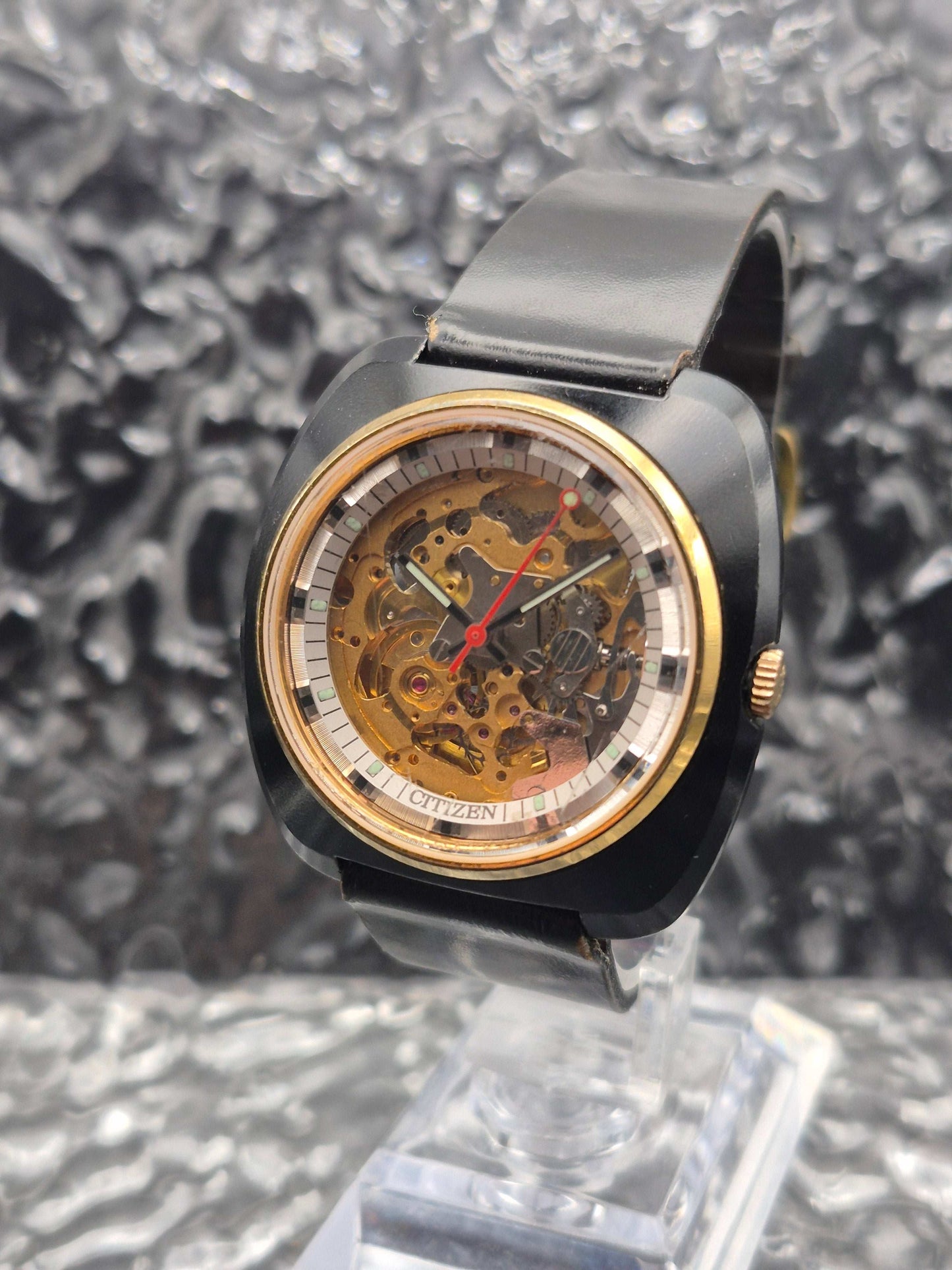 Citizen Skeleton Automatic Watch Ref. 4-385241 Black Case - Red Robin Watches