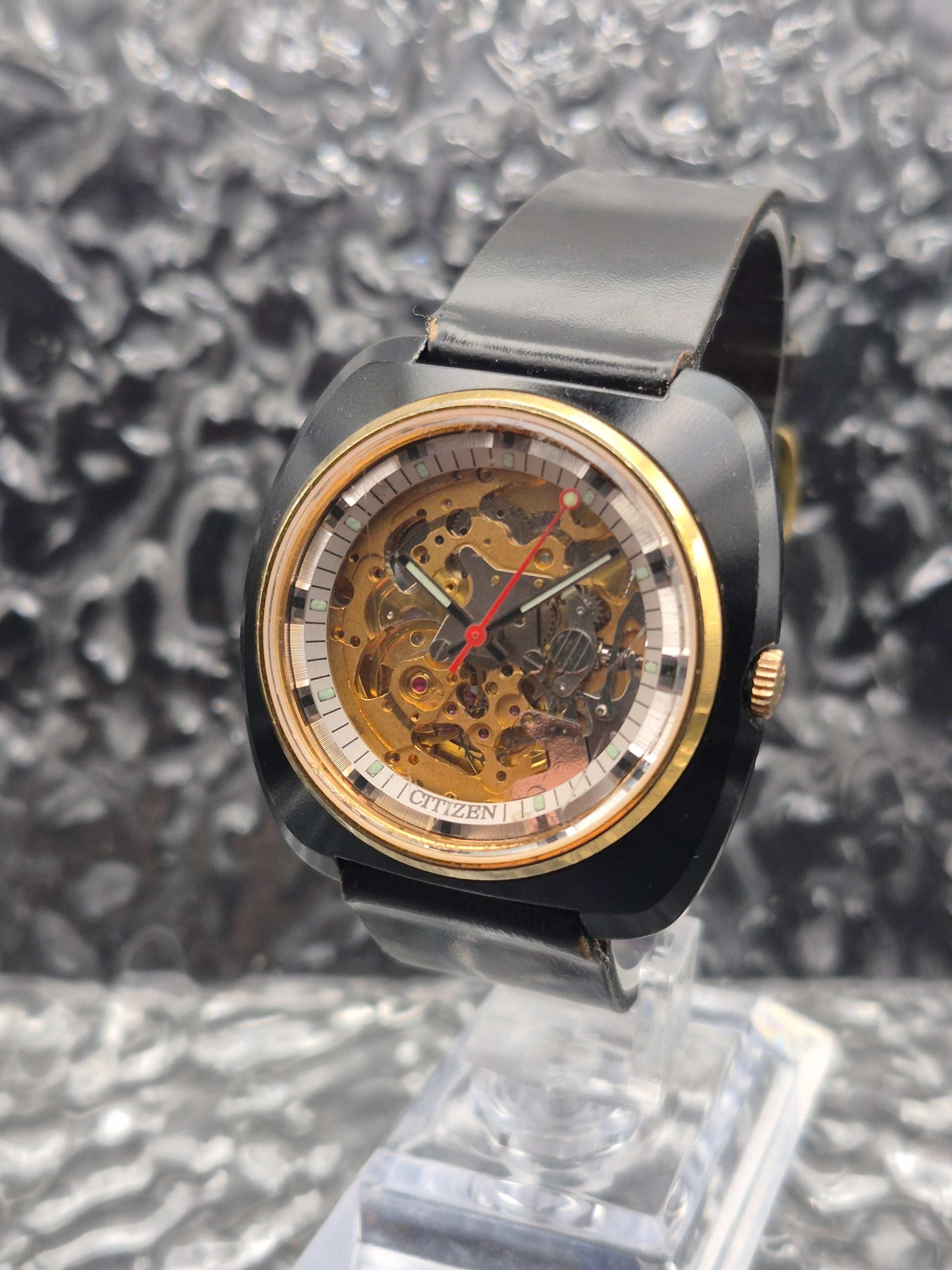 Citizen Skeleton Automatic Watch Ref. 4-385241 Black Case - Red Robin Watches