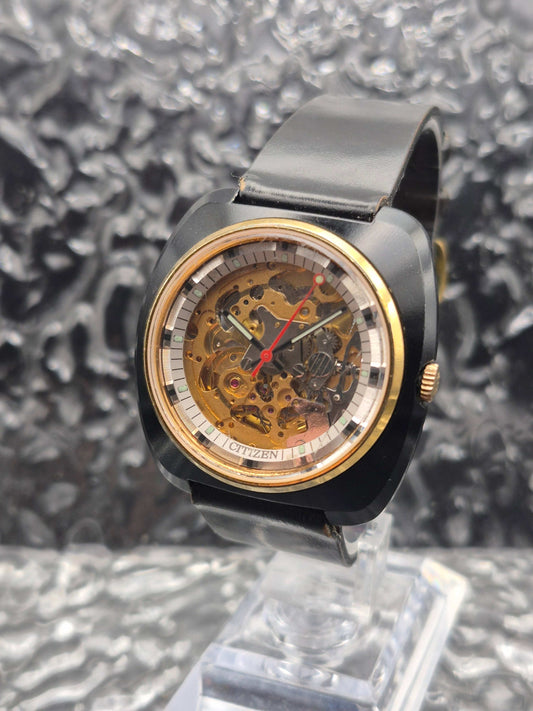 Citizen Skeleton Automatic Watch Ref. 4-385241 Black Case - Red Robin Watches