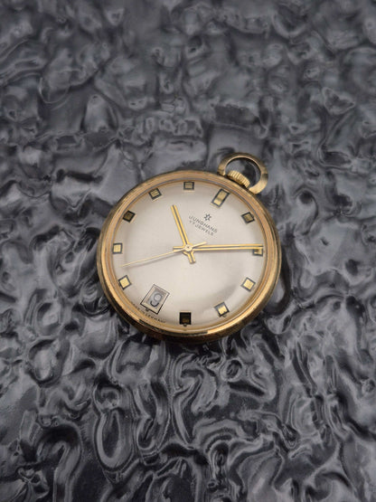 Vintage Junghans Pocket Watch Gold Tone Day Window Manual Wound 17 Jewels