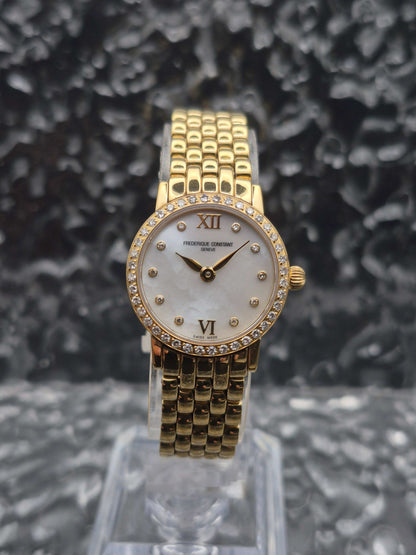 Frederique Constant Slimline Ref. FC200/235XS5/6 Quartz Diamond Bezel MOP Dial