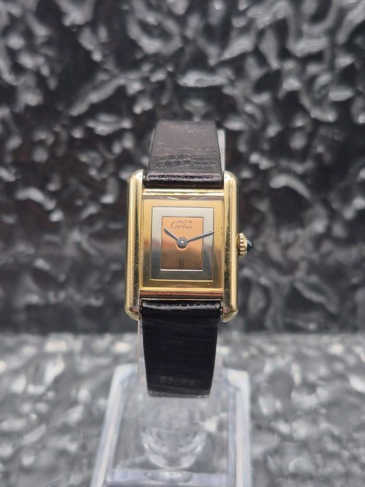 Cartier Must De Tank Vermeil Trinity Manual Wound 925 Silver - 21x28