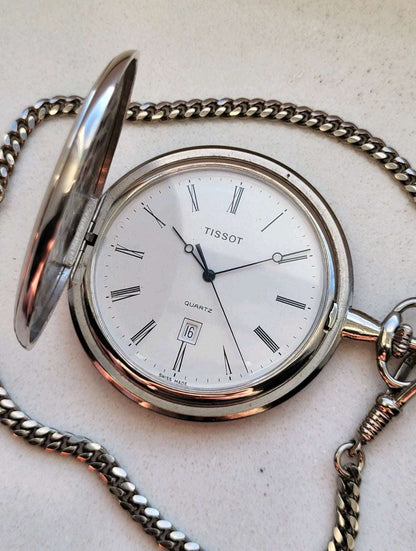 Tissot Quartz Pocket Watch - Full Hunter - Date - Read Descr.