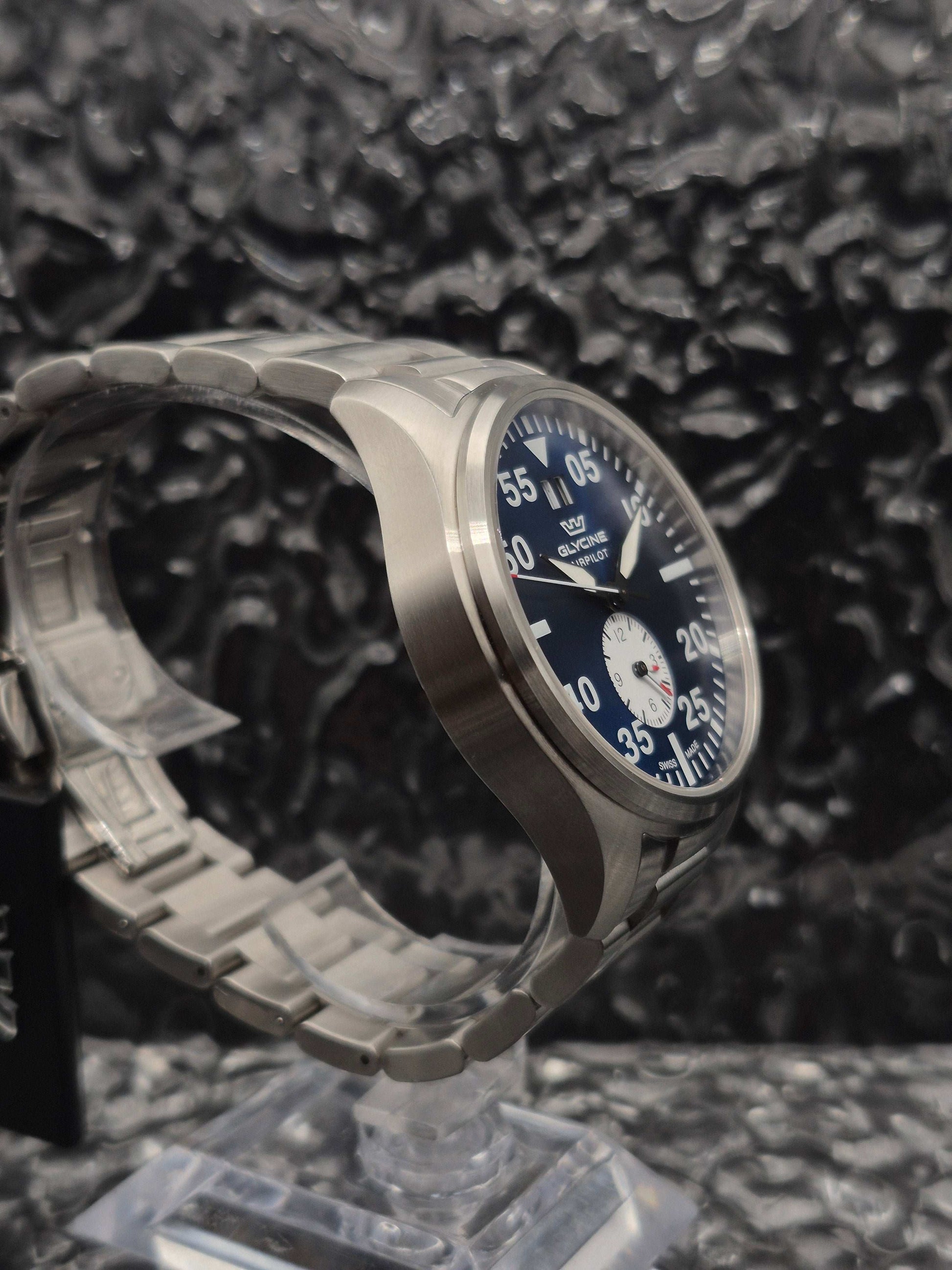 Glycine Airpilot Ref. GL0449 Full Set Blue Dial Quartz - Red Robin Watches