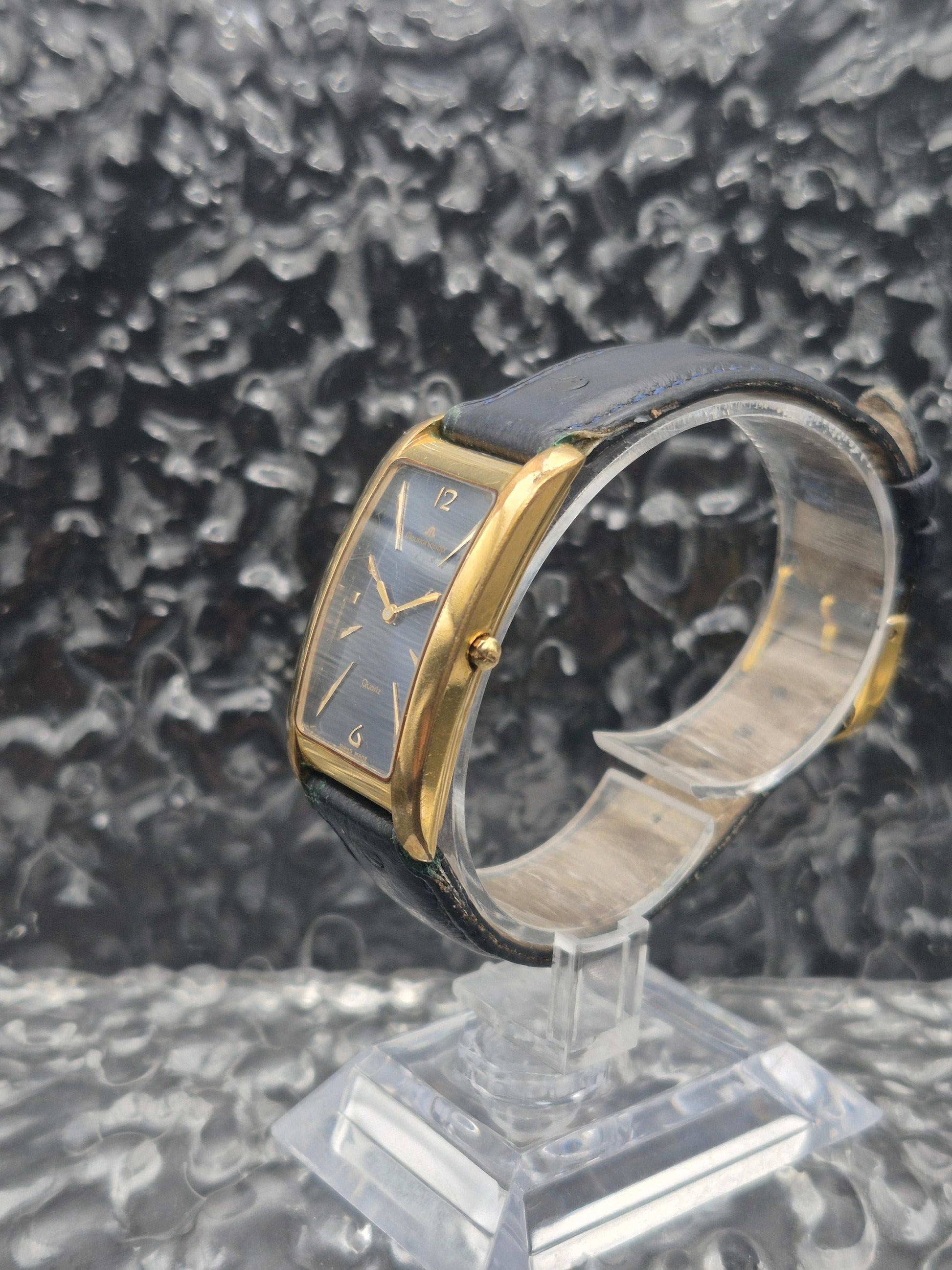 Maurice Lacroix Fiaba Ref. 47495 Blue Dial Gold Tone Tank Quartz