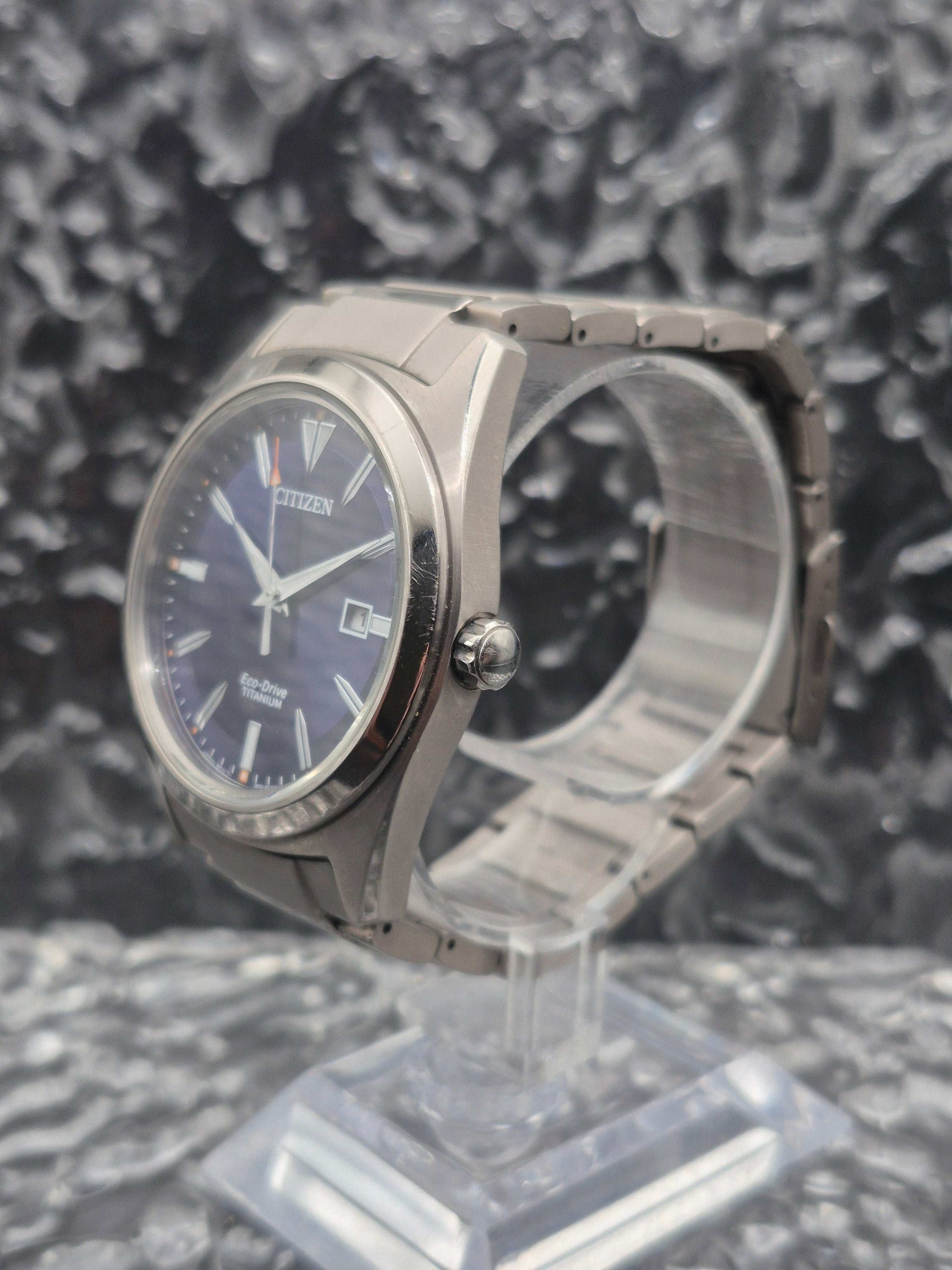 Citizen Super Titanium Ref. AW1640-83L Blue Dial Full Set Eco-Drive - Red Robin Watches