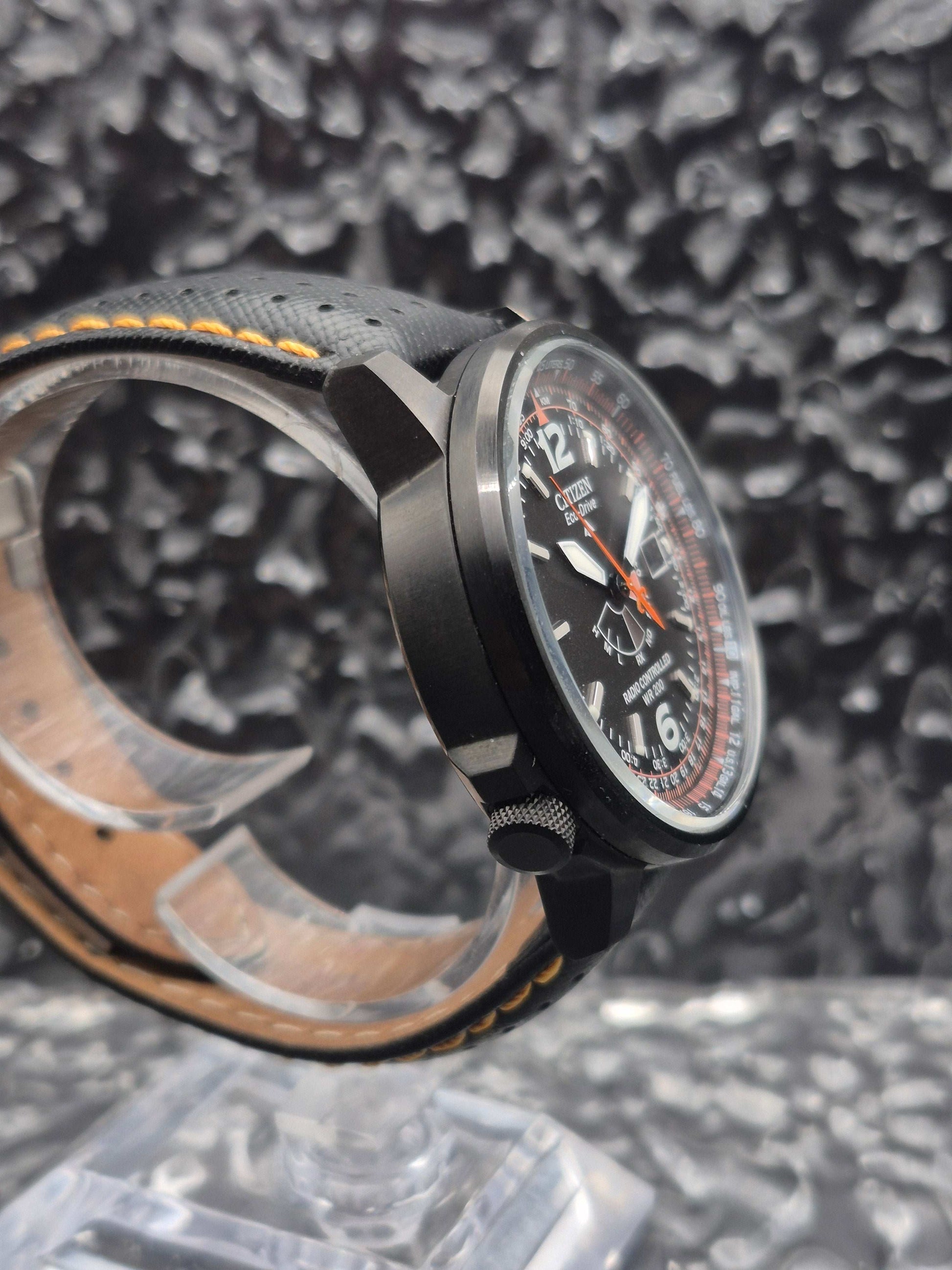 Citizen Eco-Drive Radio Controlled Ref. AS2025-09E Full Set Black PVD - Red Robin Watches