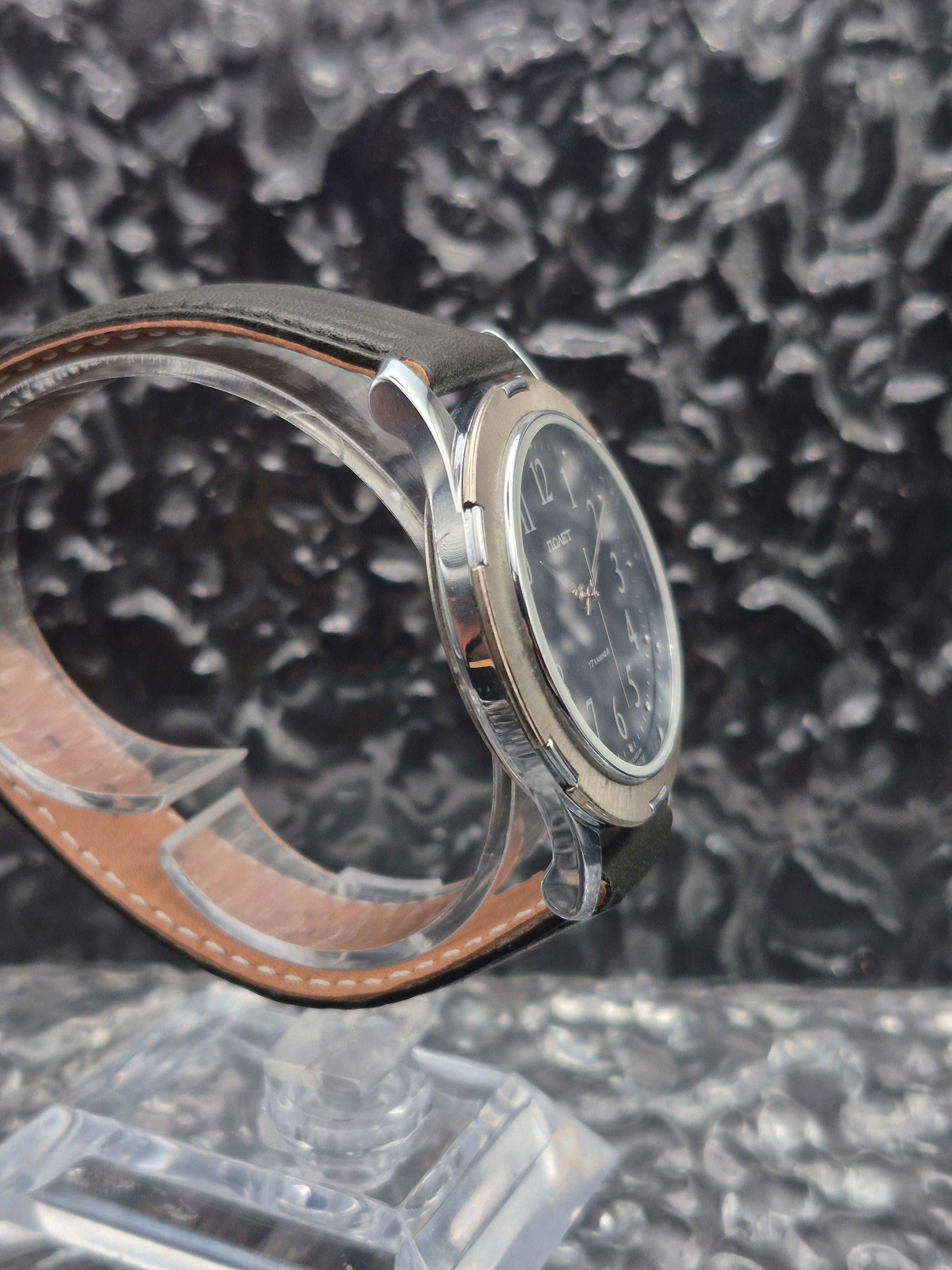 Vintage Poljot Mechanical Men's Watch Made In Russia Black Dial - Red Robin Watches