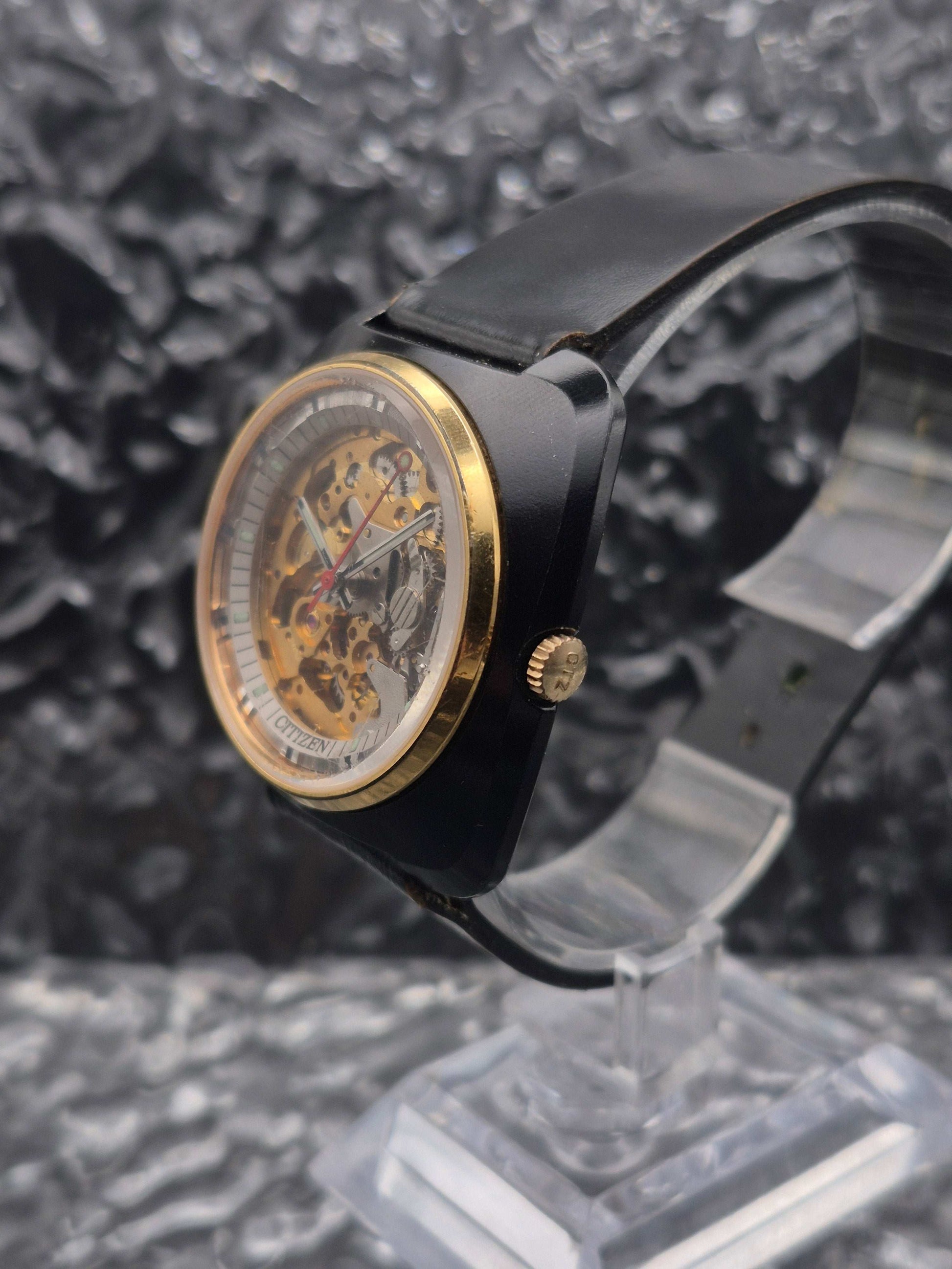 Citizen Skeleton Automatic Watch Ref. 4-385241 Black Case - Red Robin Watches