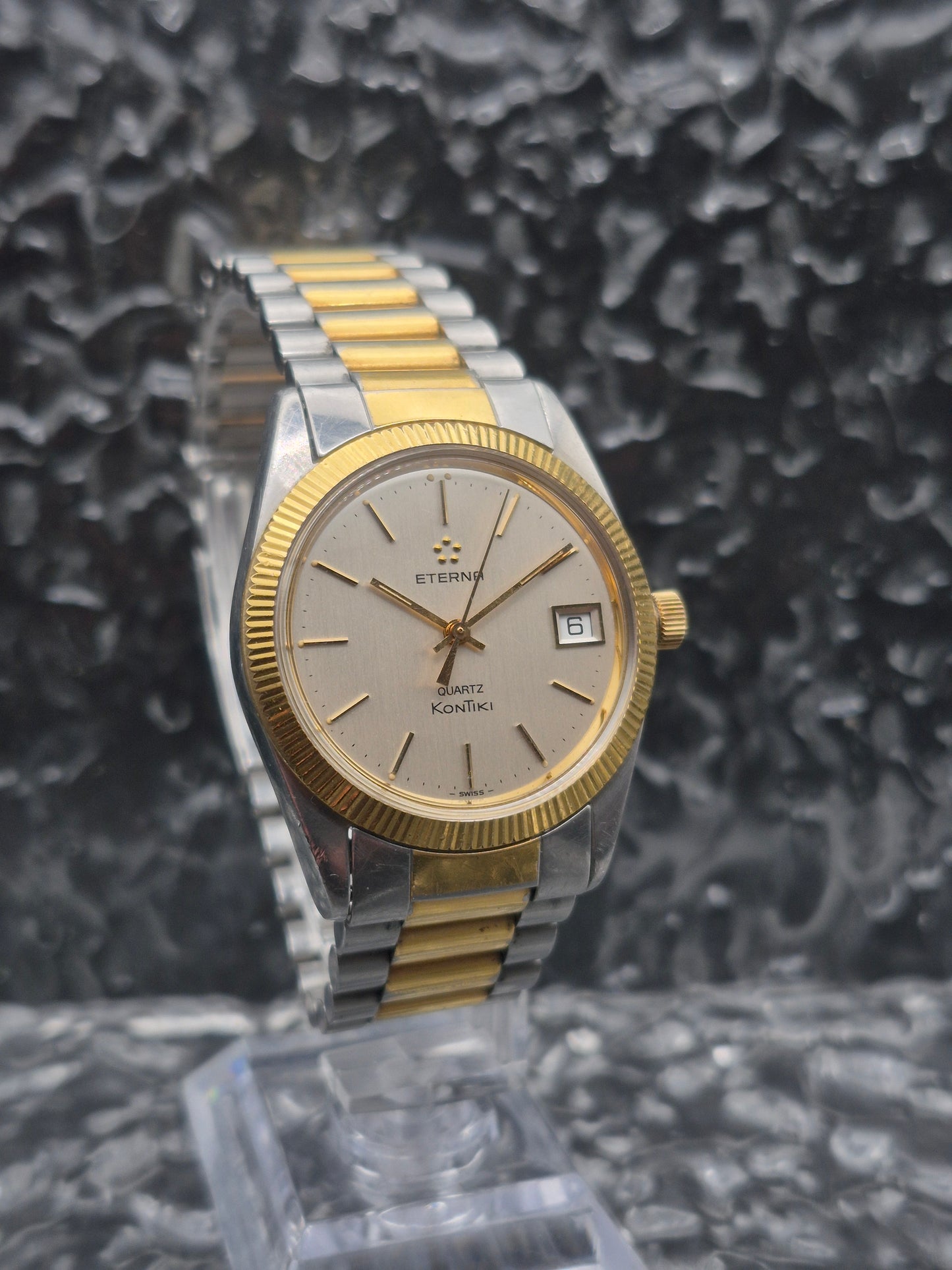 Eterna Kontiki Quartz Ref. 738.1523.4 Two Tone Fluted Bezel 37mm