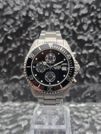 Citizen Quartz Chronograph Submariner Ref. AN3300-52E Diver Style