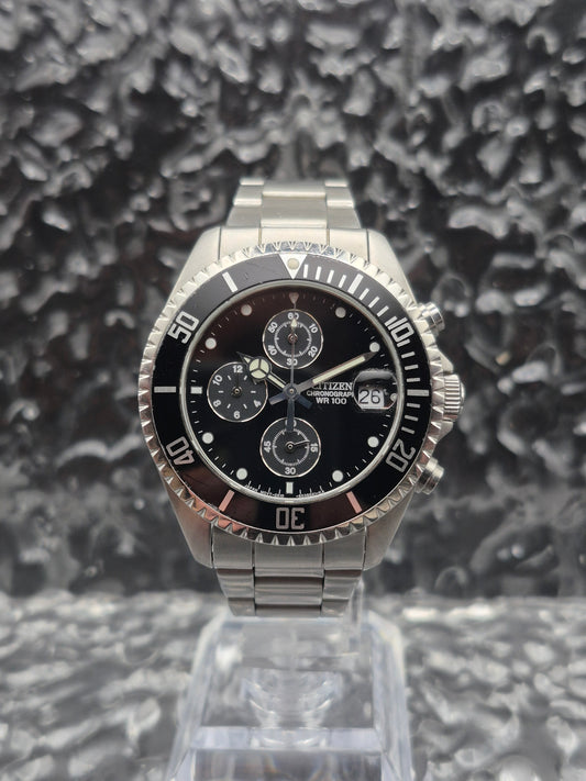 Citizen Quartz Chronograph Submariner Ref. AN3300-52E Diver Style