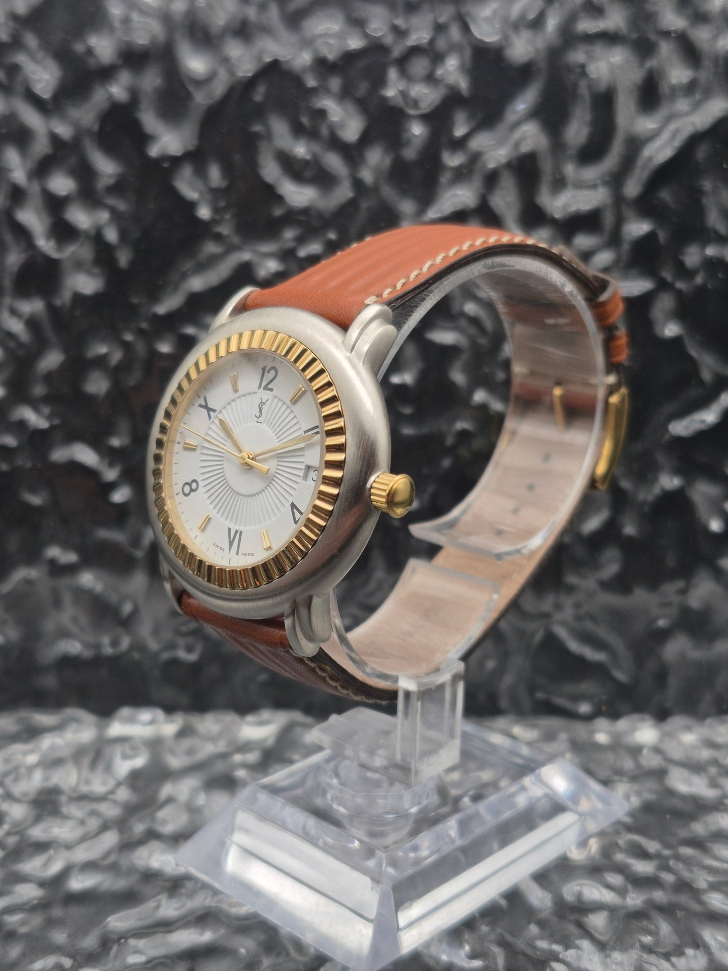 Yves Saint Laurent YSL Men's 37mm Quartz Two Tone Watch Ref. 05-B-02120