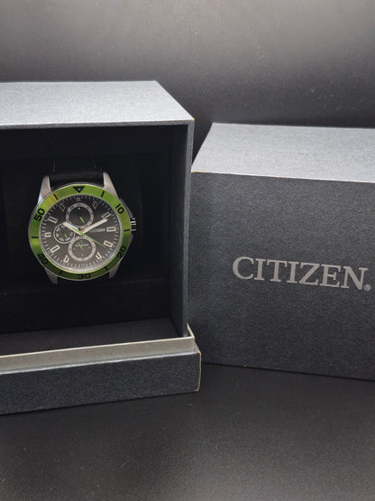 Citizen Eco-Drive Metropolitan AP4030-06E Green Bezel Day Date 24 Hour Dial - Red Robin Watches