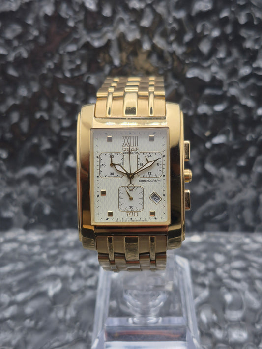 Citizen Tank Chronograph Eco-Drive Ref. AT0012-64A Gold Tone