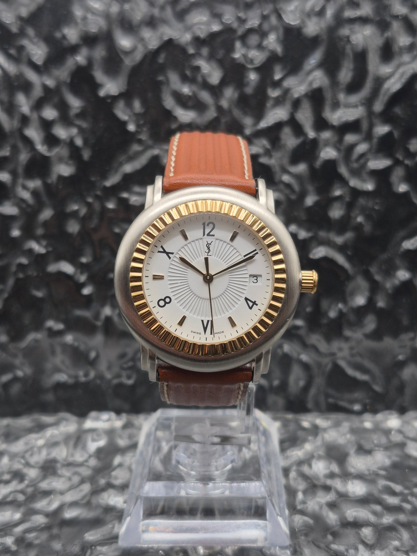 Yves Saint Laurent YSL Men's 37mm Quartz Two Tone Watch Ref. 05-B-02120