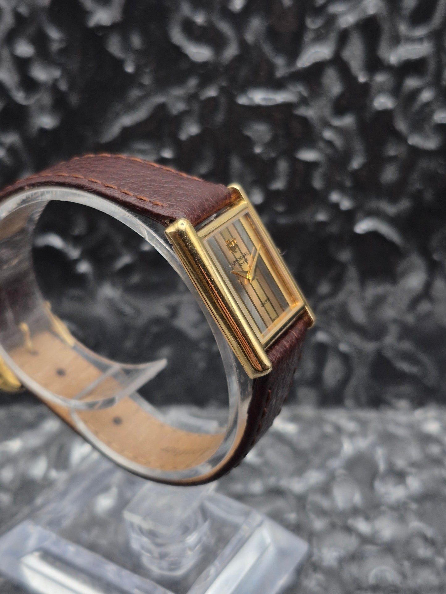 Raymond Weil Tank Ref. 9006 Trinity Dial Quartz 18K Gold Plated