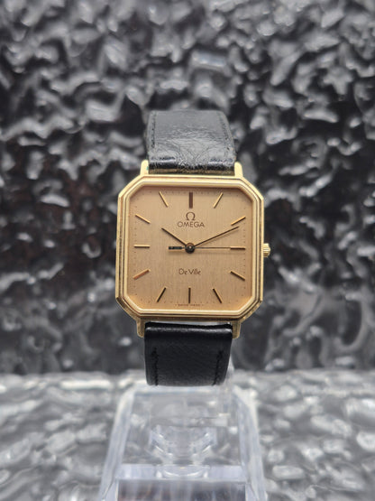 Omega De Ville Ref. 191.0192 Gold Tone Cal. 1417 - With Box And Original Buckle Quartz Square