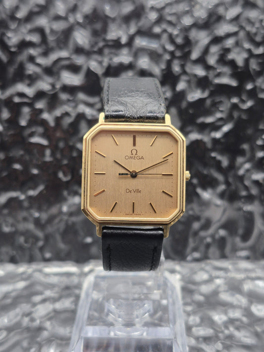Omega De Ville Ref. 191.0192 Gold Tone Cal. 1417 - With Box And Original Buckle Quartz Square