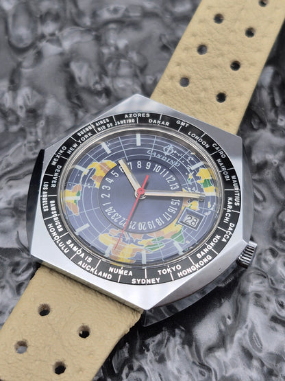 Candino World Time Globetrotter Automatic Hexagon Case