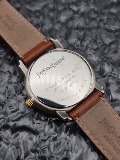 Yves Saint Laurent YSL Men's 37mm Quartz Two Tone Watch Ref. 05-B-02120