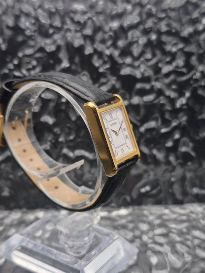 Seiko Gold Tone Quartz Tank Ref. 4N30-00H0 Roman Numerals Ladies
