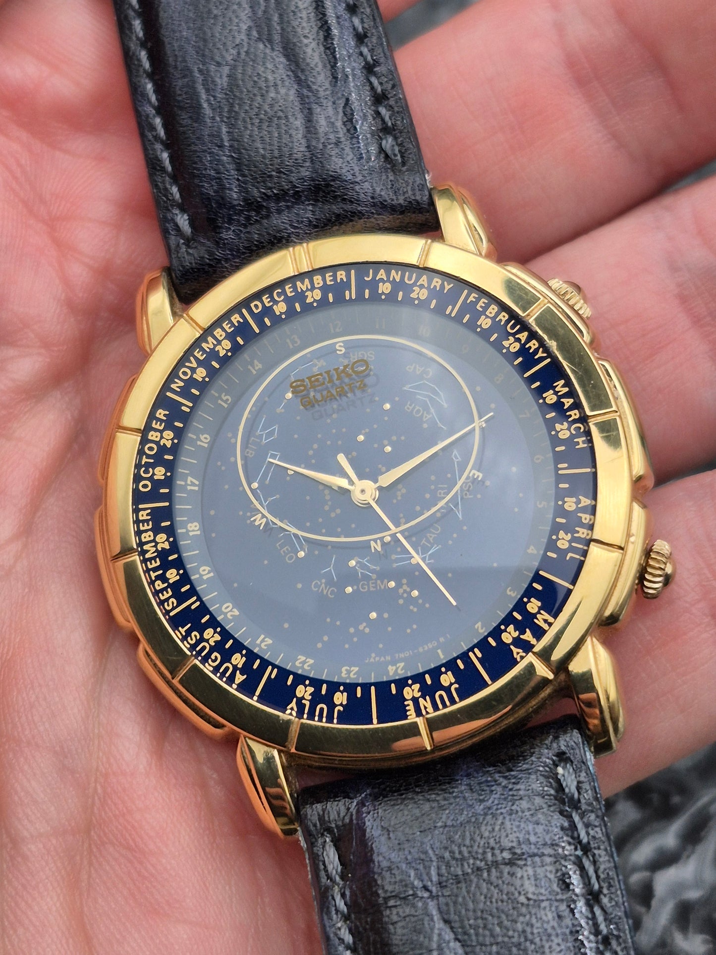 Seiko Constellation Quartz Watch Ref. 7N01-6290 Zodiac Signs