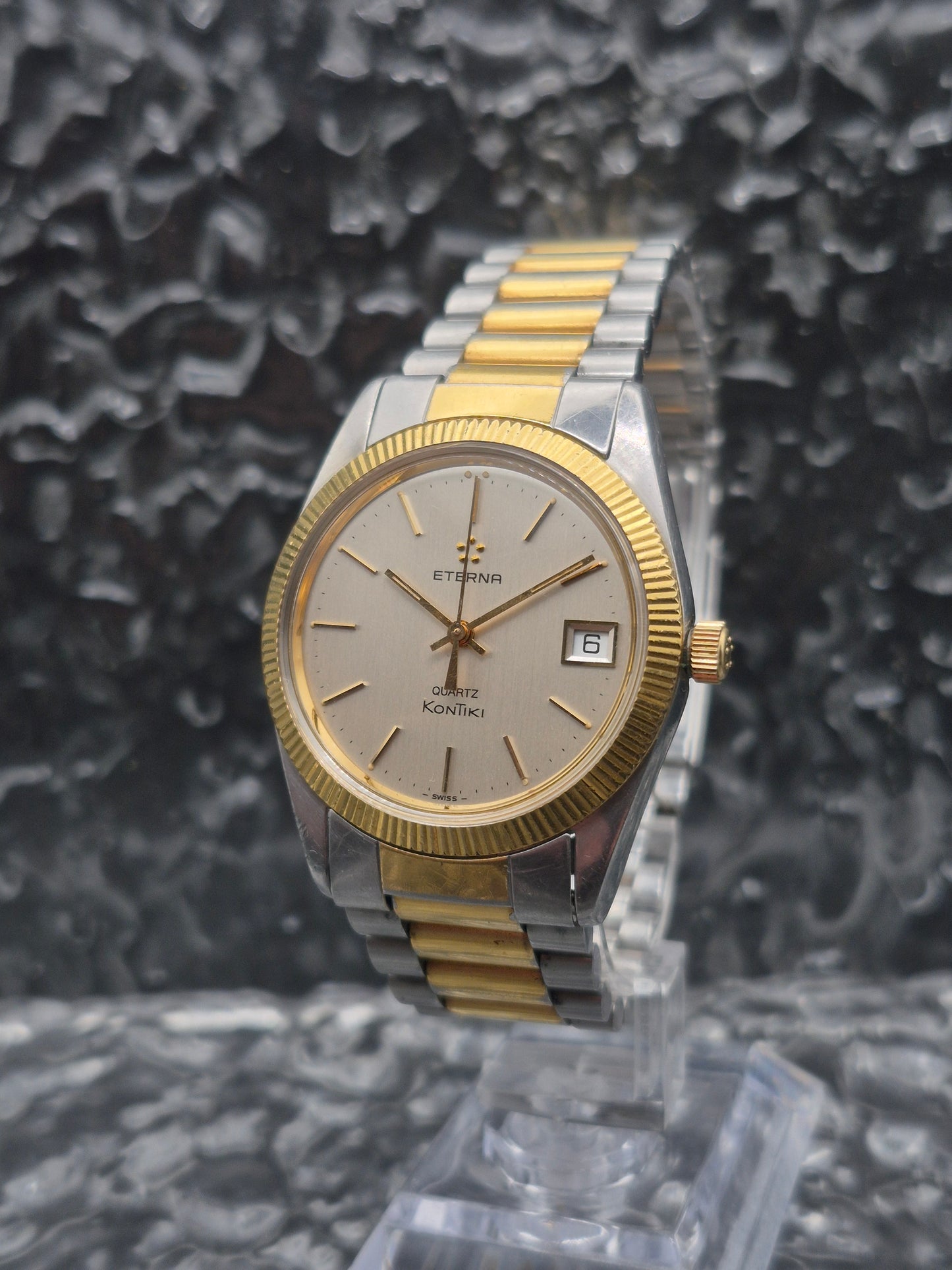 Eterna Kontiki Quartz Ref. 738.1523.4 Two Tone Fluted Bezel 37mm