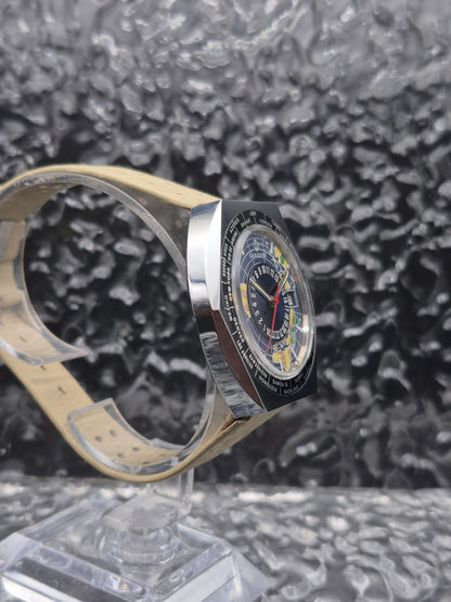 Candino World Time Globetrotter Automatic Hexagon Case