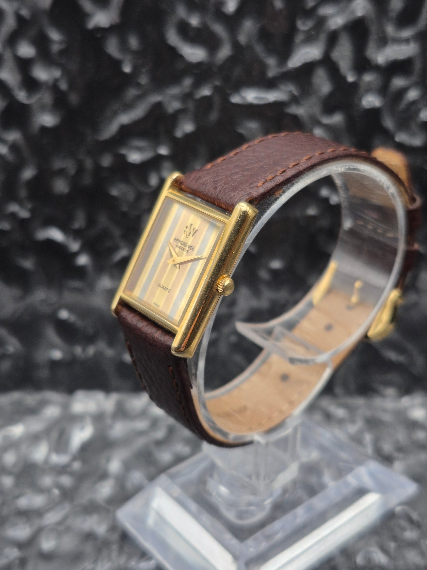 Raymond Weil Tank Ref. 9006 Trinity Dial Quartz 18K Gold Plated