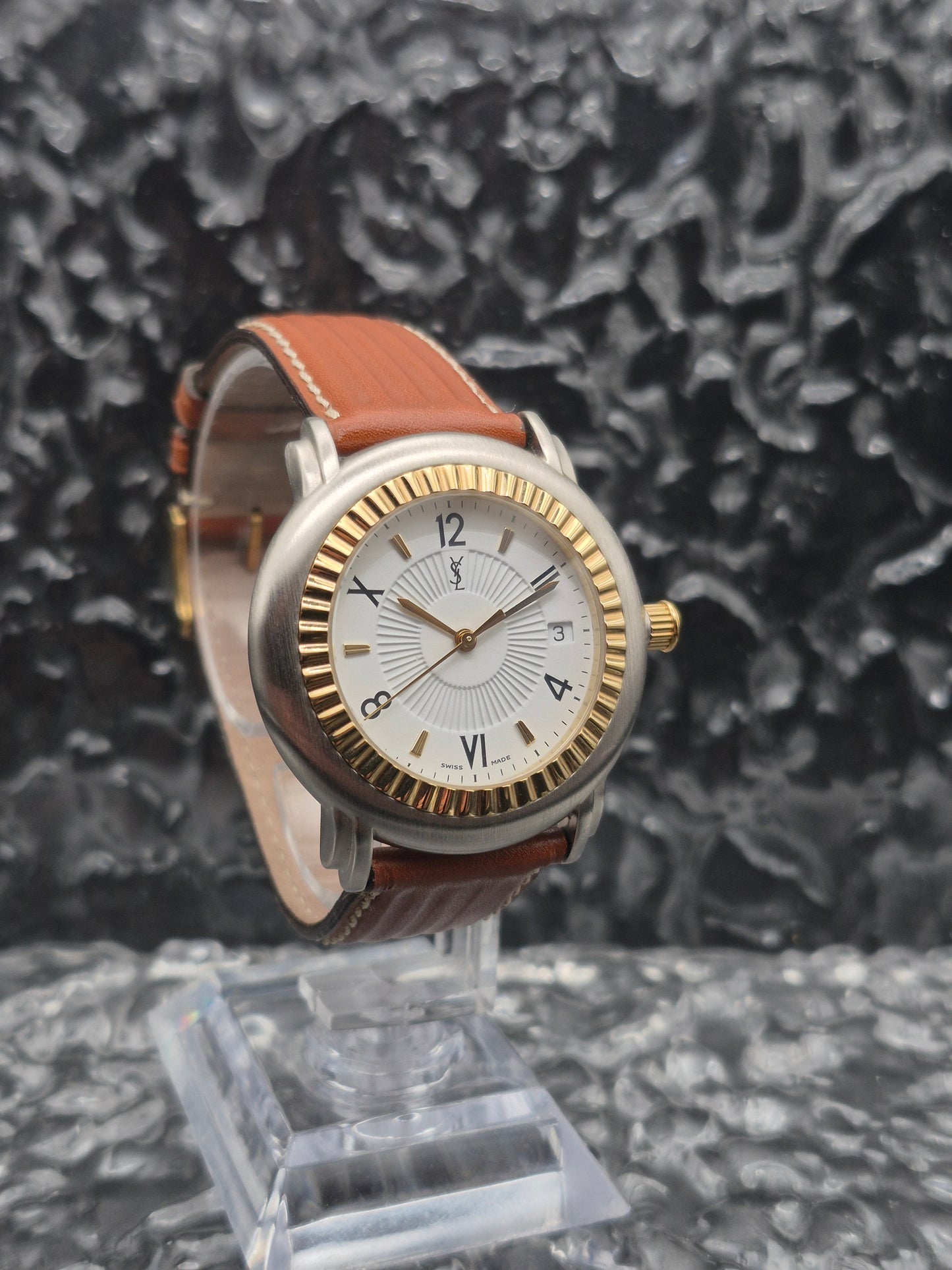 Yves Saint Laurent YSL Men's 37mm Quartz Two Tone Watch Ref. 05-B-02120