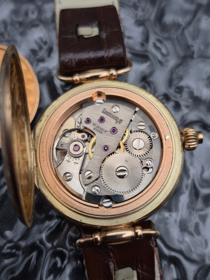 Eberhard & Co. Semi Hunter Solid 14k Yellow Gold Manual Wound Vintage