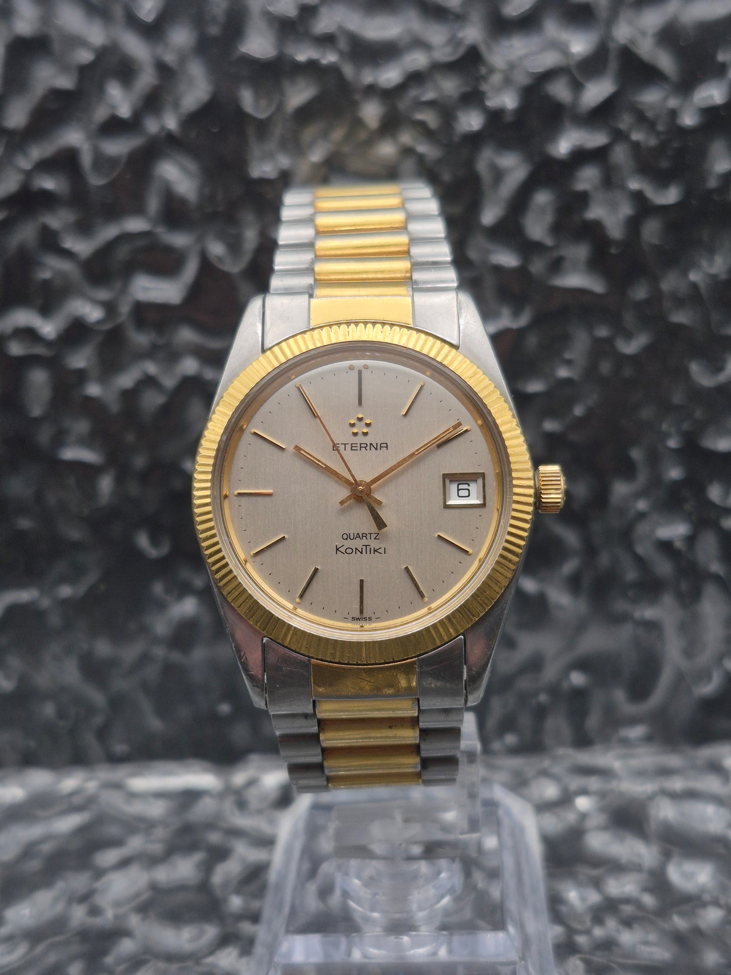 Eterna Kontiki Quartz Ref. 738.1523.4 Two Tone Fluted Bezel 37mm