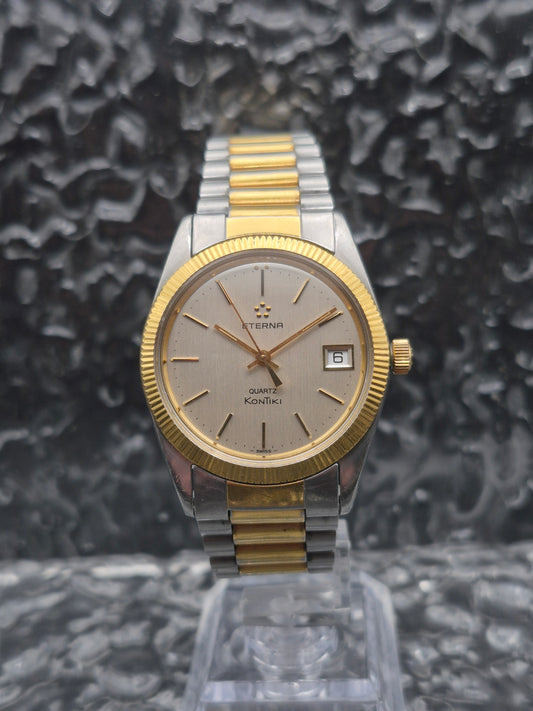 Eterna Kontiki Quartz Ref. 738.1523.4 Two Tone Fluted Bezel 37mm