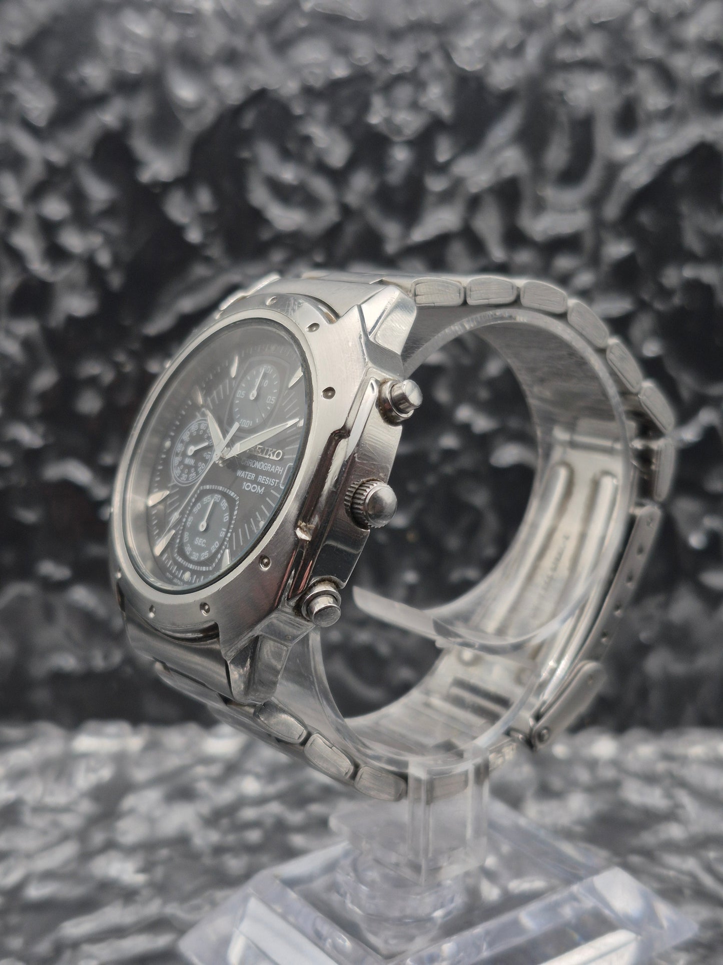 Seiko Quartz Chronograph Ref. V657-9060 Black Dial Men's Vintage