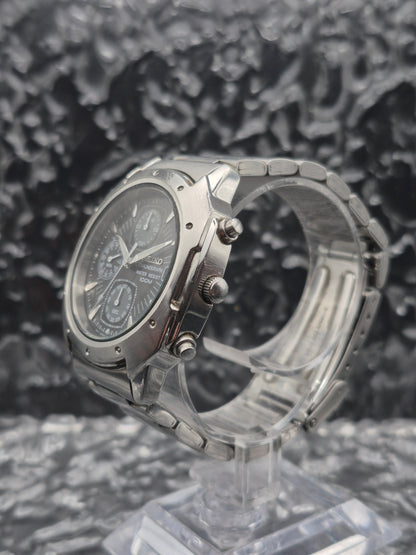 Seiko Quartz Chronograph Ref. V657-9060 Black Dial Men's Vintage