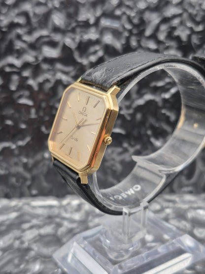 Omega De Ville Ref. 191.0192 Gold Tone Cal. 1417 - With Box And Original Buckle Quartz Square