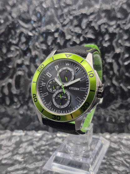 Citizen Eco-Drive Metropolitan AP4030-06E Green Bezel Day Date 24 Hour Dial - Red Robin Watches