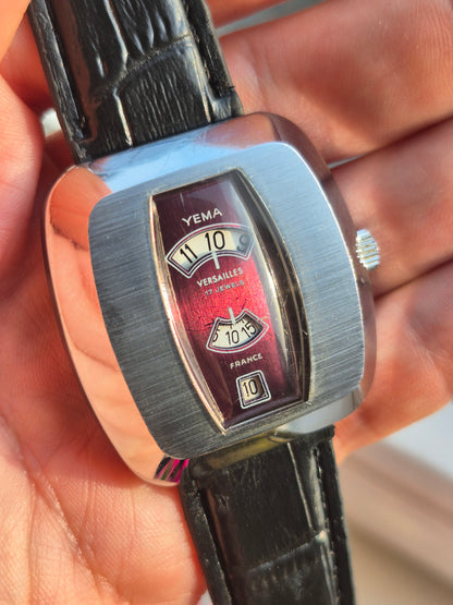Yema Versailles Jump Hour - Manual Wound Cherry Red Dial - Oversized