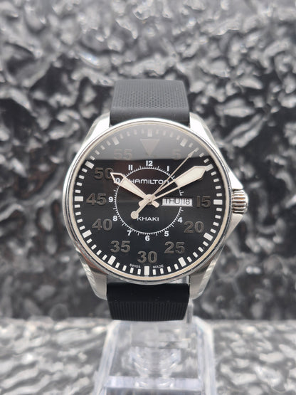 Hamilton Khaki Pilot Quartz Ref. H646110 Day Date Black 42mm - Red Robin Watches