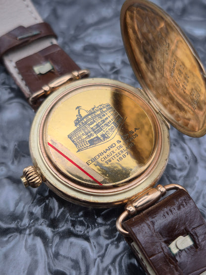 Eberhard & Co. Semi Hunter Solid 14k Yellow Gold Manual Wound Vintage