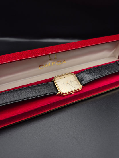 Omega De Ville Ref. 191.0192 Gold Tone Cal. 1417 - With Box And Original Buckle Quartz Square