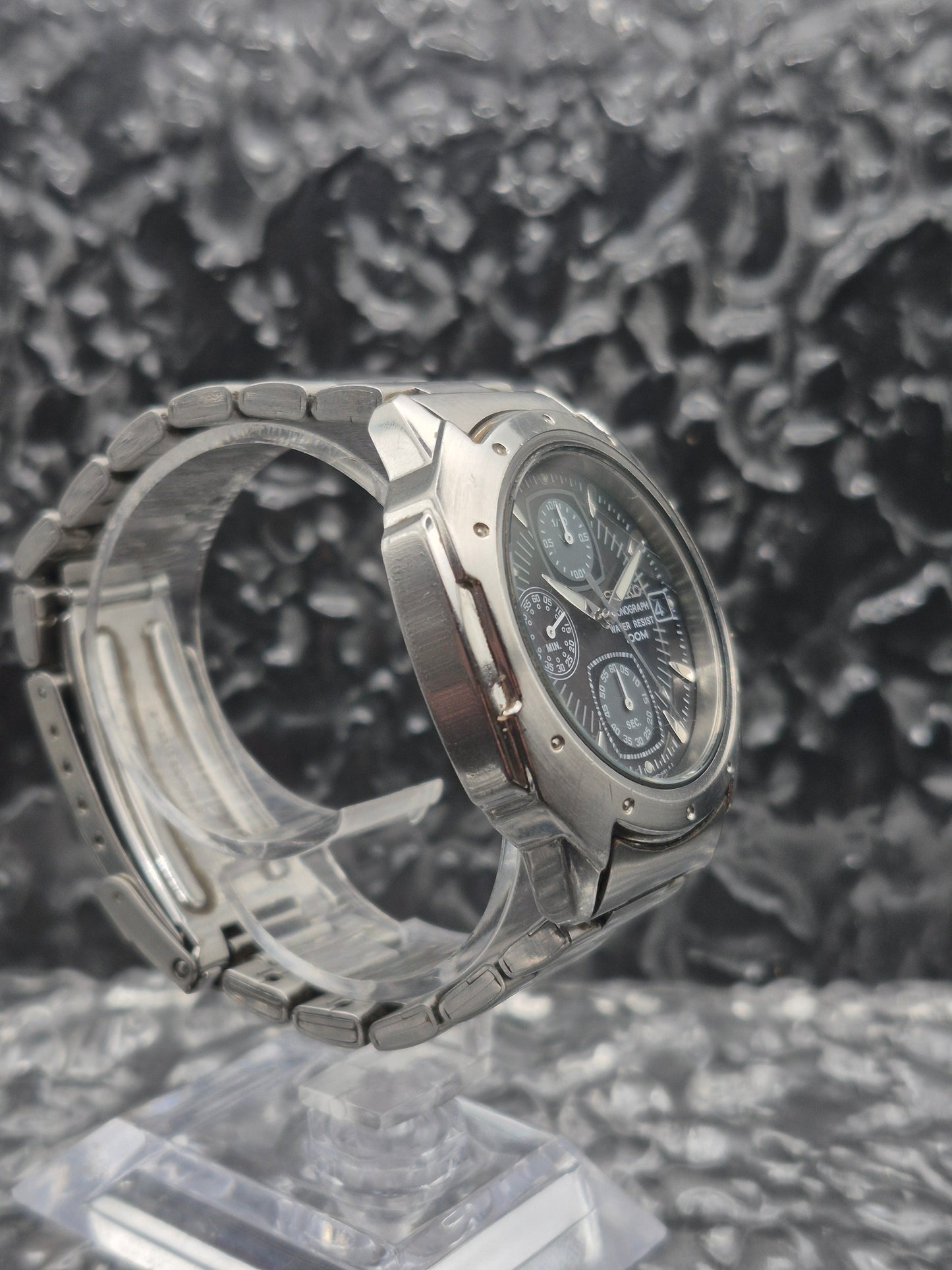 Seiko Quartz Chronograph Ref. V657-9060 Black Dial Men's Vintage