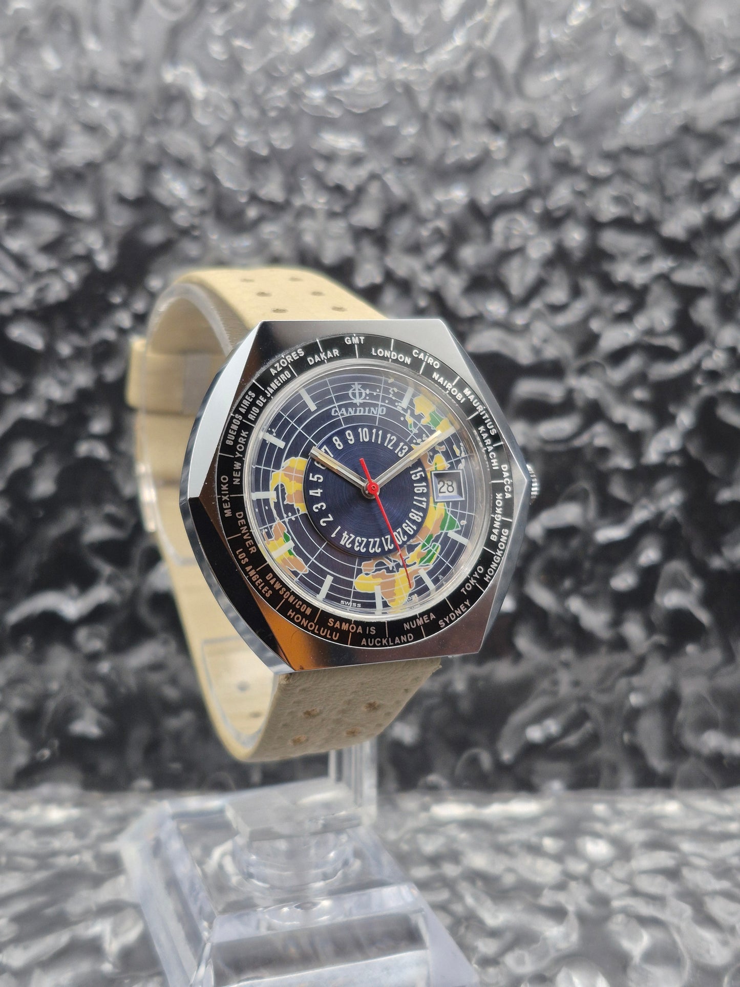 Candino World Time Globetrotter Automatic Hexagon Case