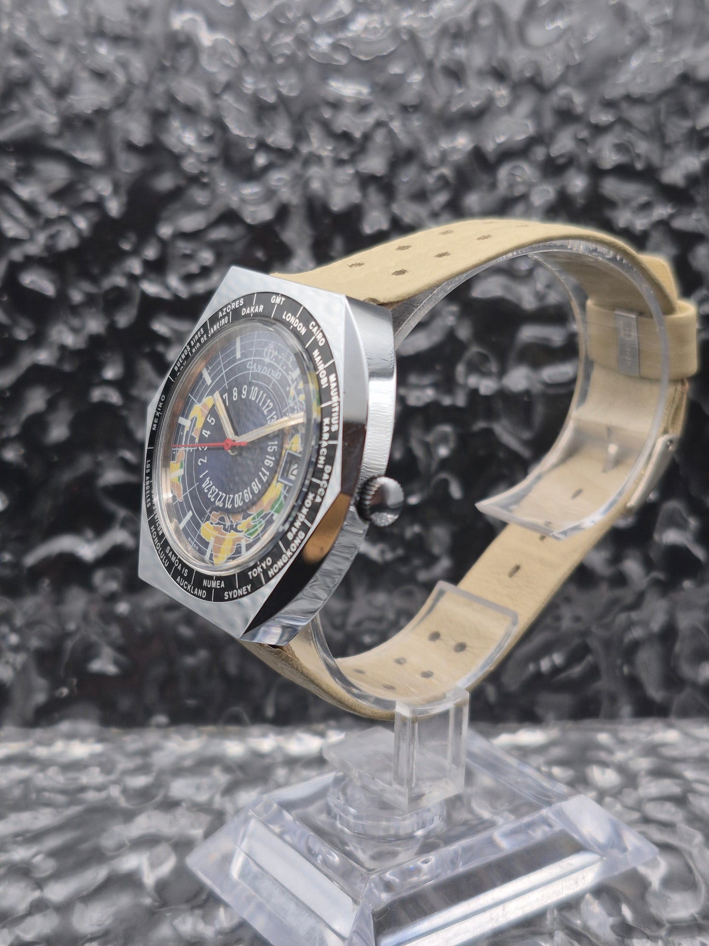 Candino World Time Globetrotter Automatic Hexagon Case