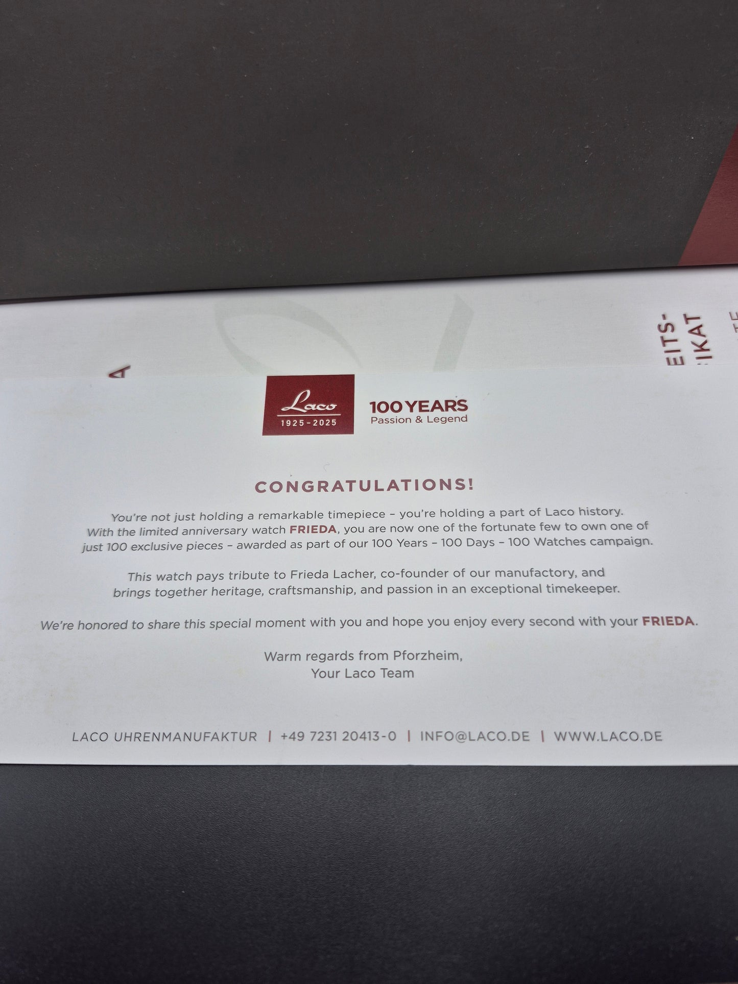 Laco Frieda Limited Edition Giveaway Watch - Full UNWORN Set - 100 Pieces