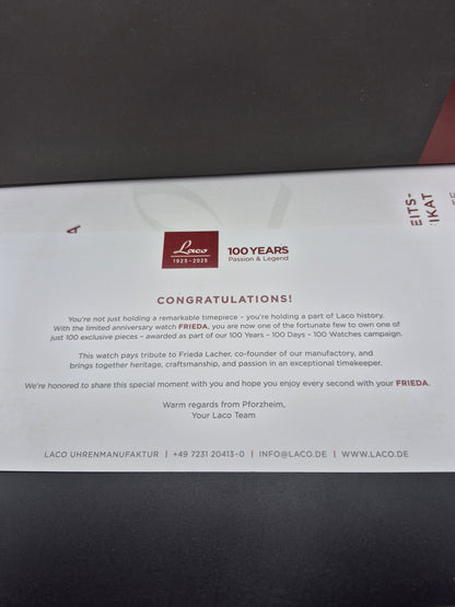 Laco Frieda Limited Edition Giveaway Watch - Full UNWORN Set - 100 Pieces