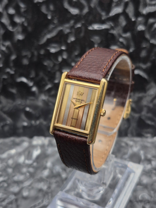 Raymond Weil Tank Ref. 9006 Trinity Dial Quartz 18K Gold Plated