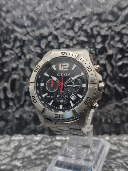 Citizen Black Chronograph reference AN8120-57E // 0520-S101204 - Red Robin Watches